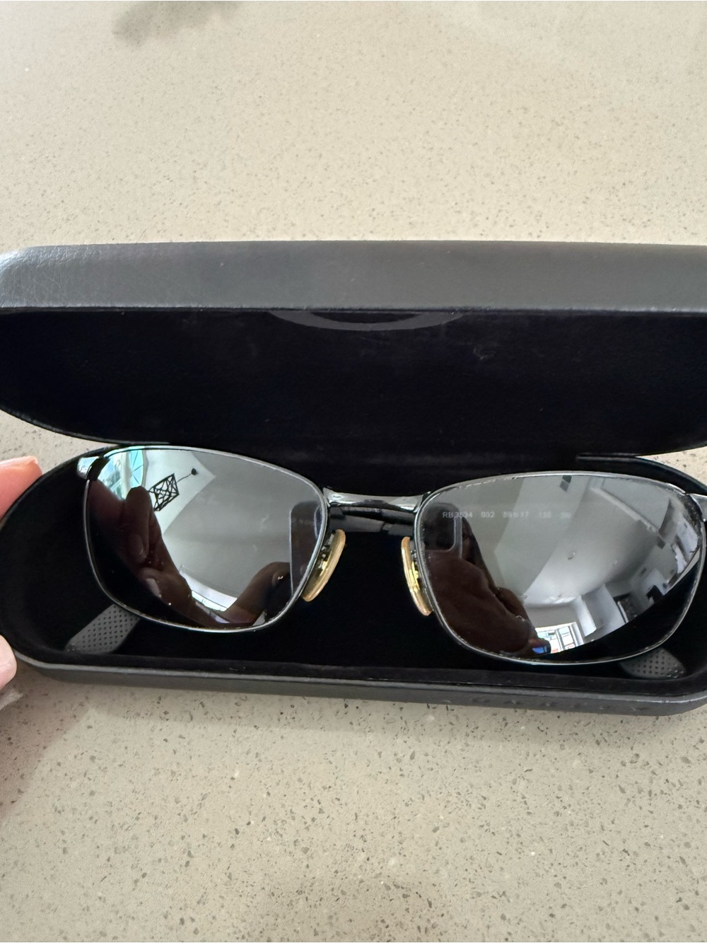 Ray-Ban Men's Black Frame Sunglasses with Gold Nose Pads
